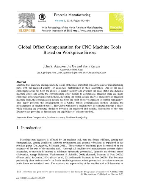 Global Offset Compensation for CNC Machine Tools Based 